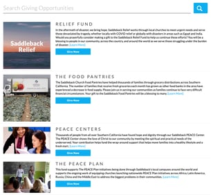 saddleback giving opportunities page
