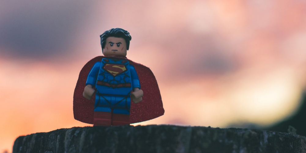 lego superman with red cape