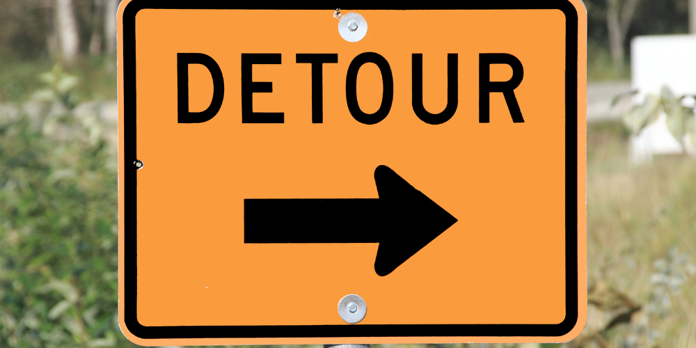 orange detour sign