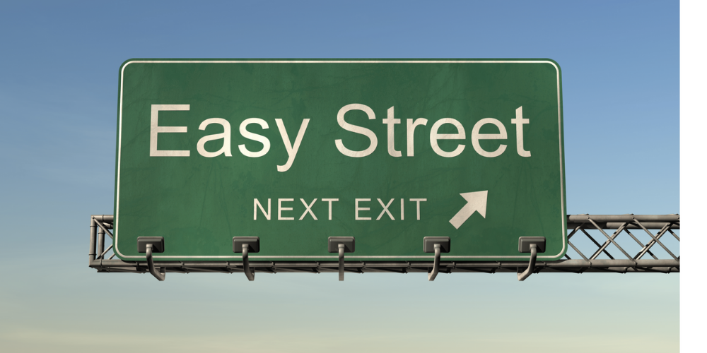 freeway exit sign for Easy Street